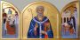 Saint Dunstan Archbishop of Canterbury. Wood, gilding, egg tempera. 45x90 cm. 2014